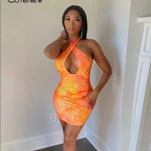 Cutenew Casual Sleeveless Halter Mini Dress For Women Summer